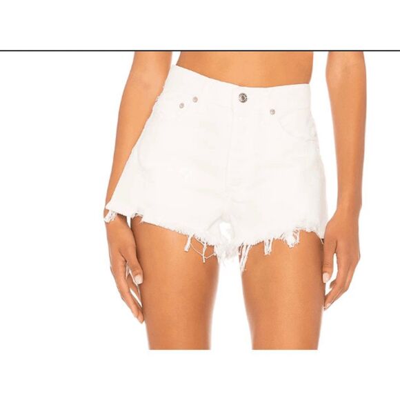 AGOLDE Pants - Agolde White Wash Detour Denim Parker Cut-Off Jean Shorts Women's Size 26